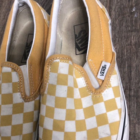 Vans Yellow Checked Slip On Mens 6.5 Womens 8 - Picture 3 of 7